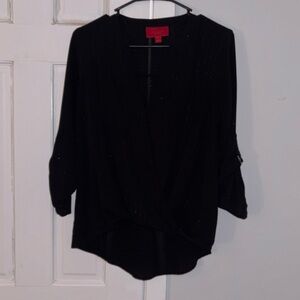 Pinstriped Black Top with slight plunge neckline by Jennifer Lopez